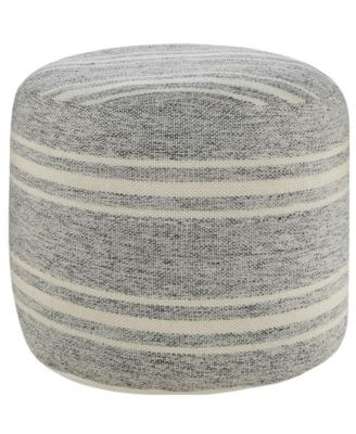 Polyester Round Striped Indoor Outdoor Pouf Ottoman