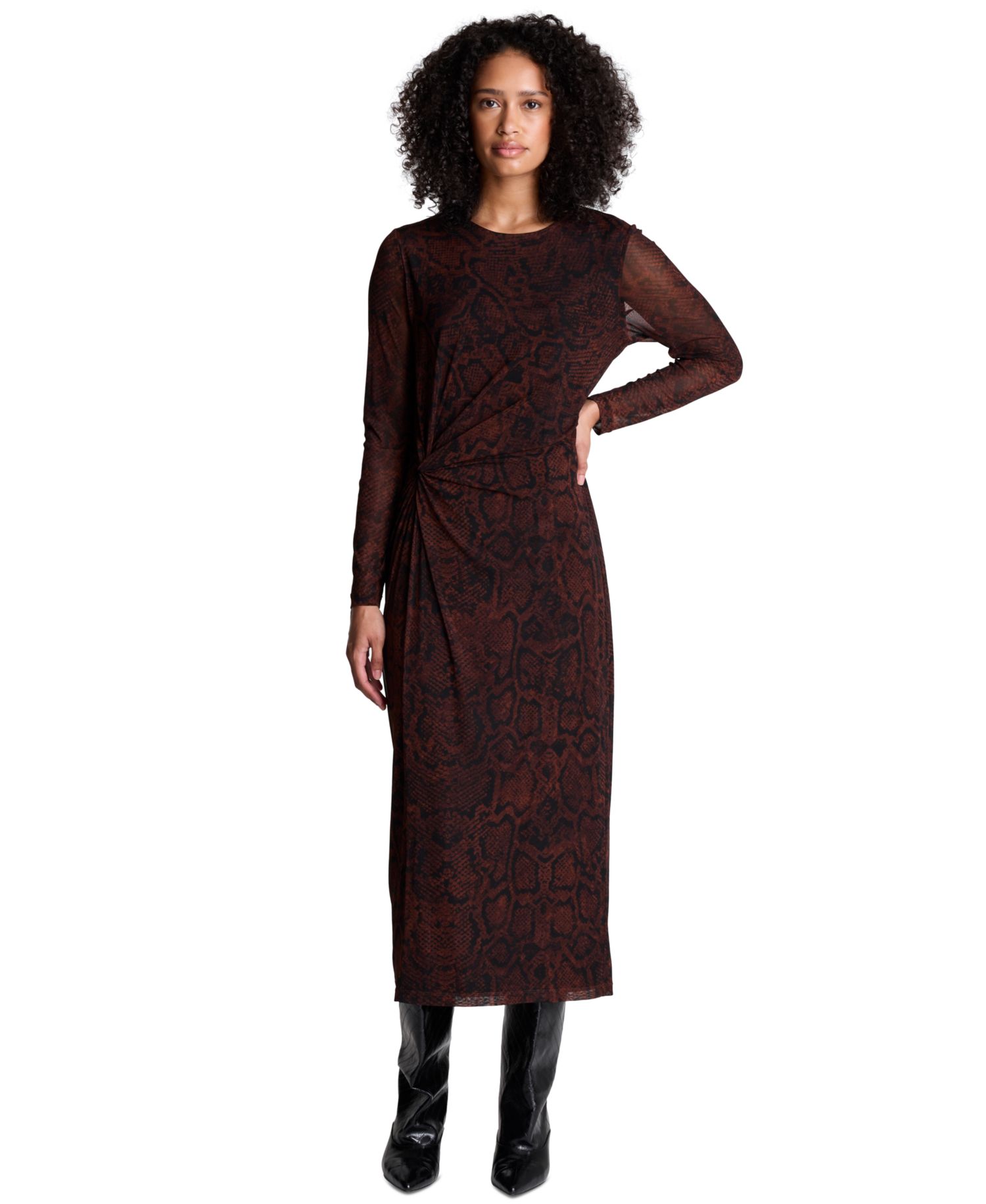 Women's Long-Sleeve Side Knot Midi