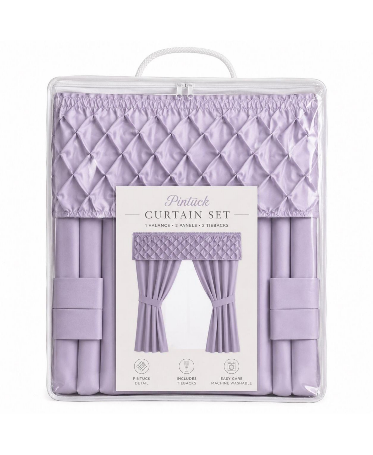 Kate Aurora Alcove Complete Lavender Window in a Bag Curtain Panels And Valance Set