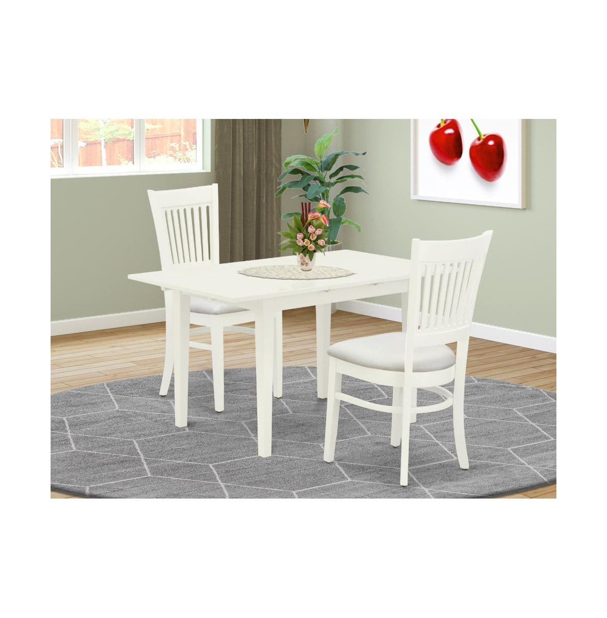 East West Furniture Dining Table- Dining Chairs, NOVA3-lwh-c - Linen white