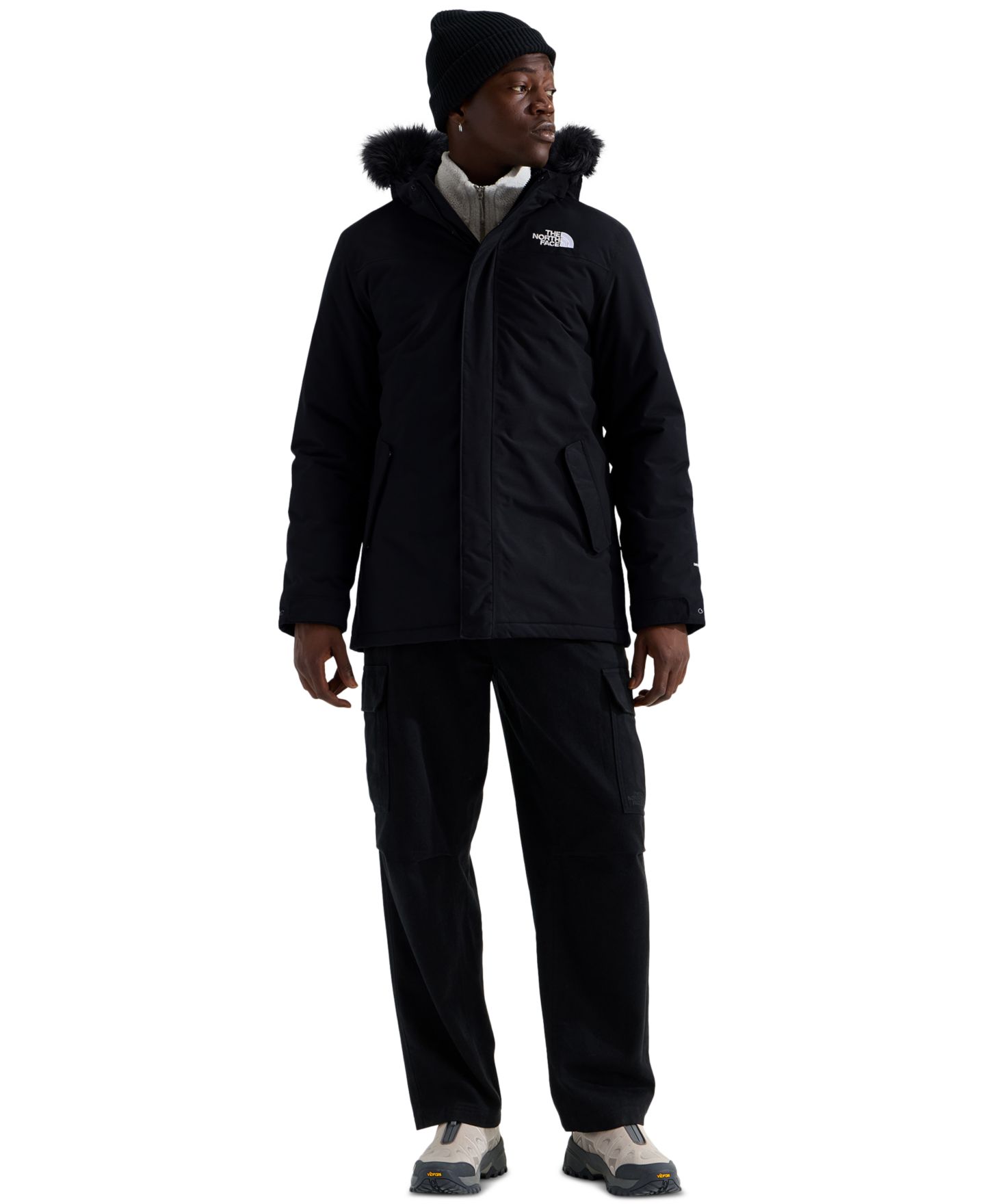 Мужская куртка The North Face Zaneck Waterproof Hooded Faux-Fur-Trim, цвет: Чёрный — фото 2