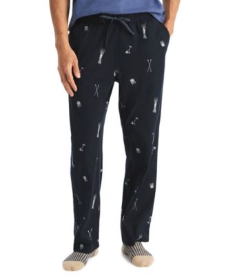 Men's Cozy Open Bottom Fleece Printed Relaxed-Fit Pajama Pants