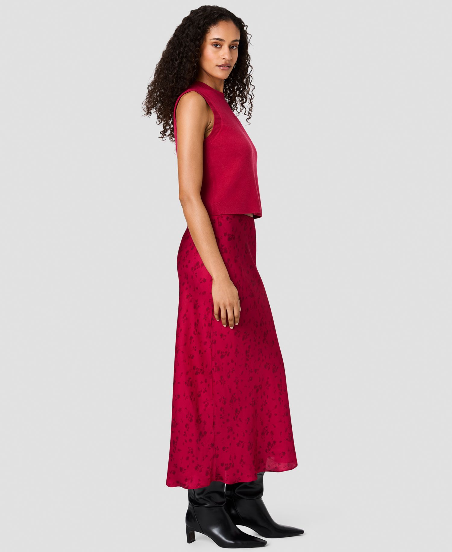 Women's Oona Floral-Print Satin Maxi Skirt