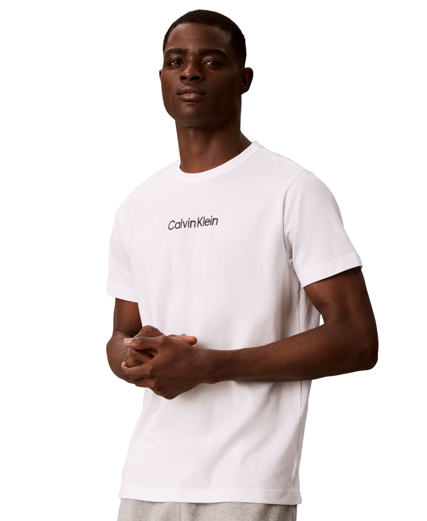 Мужская пижамная свитшоты Calvin Klein с круглым вырезом, цвет: Белый / Синий — фото 3