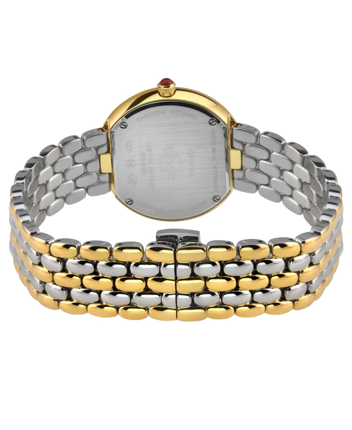 GV6 Women's Arezzo Swiss Quartz Two tone Iprg/Ss Stainless Steel Bracelet Diamond Watch