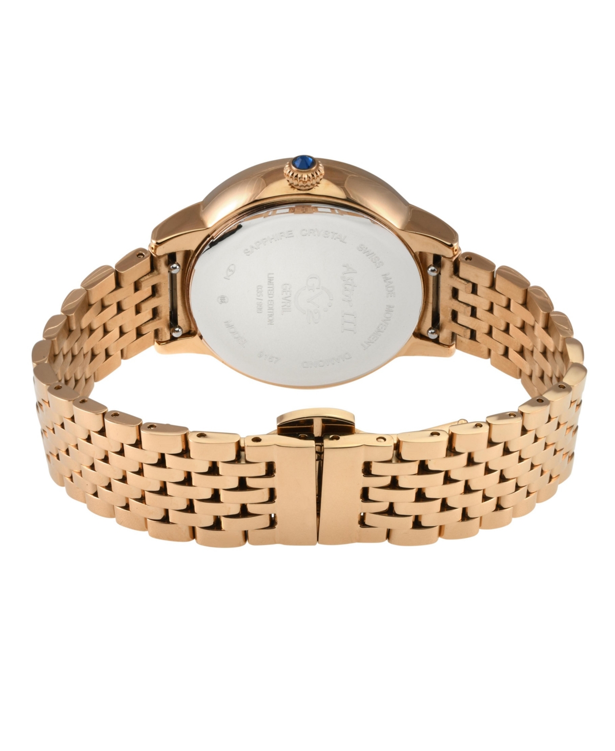 GV2 Women's Astor Iii Swiss Quartz Ip Rose Stainless Steel Bracelet Diamond Watch