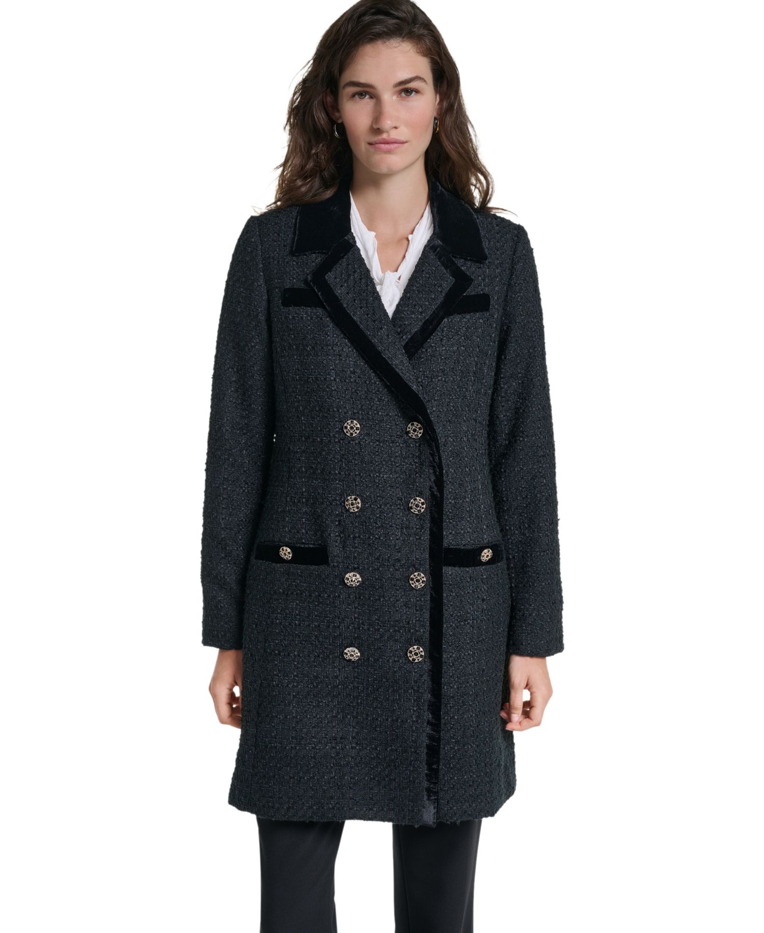 Women's Double-Breasted Tweed Texture Jacket