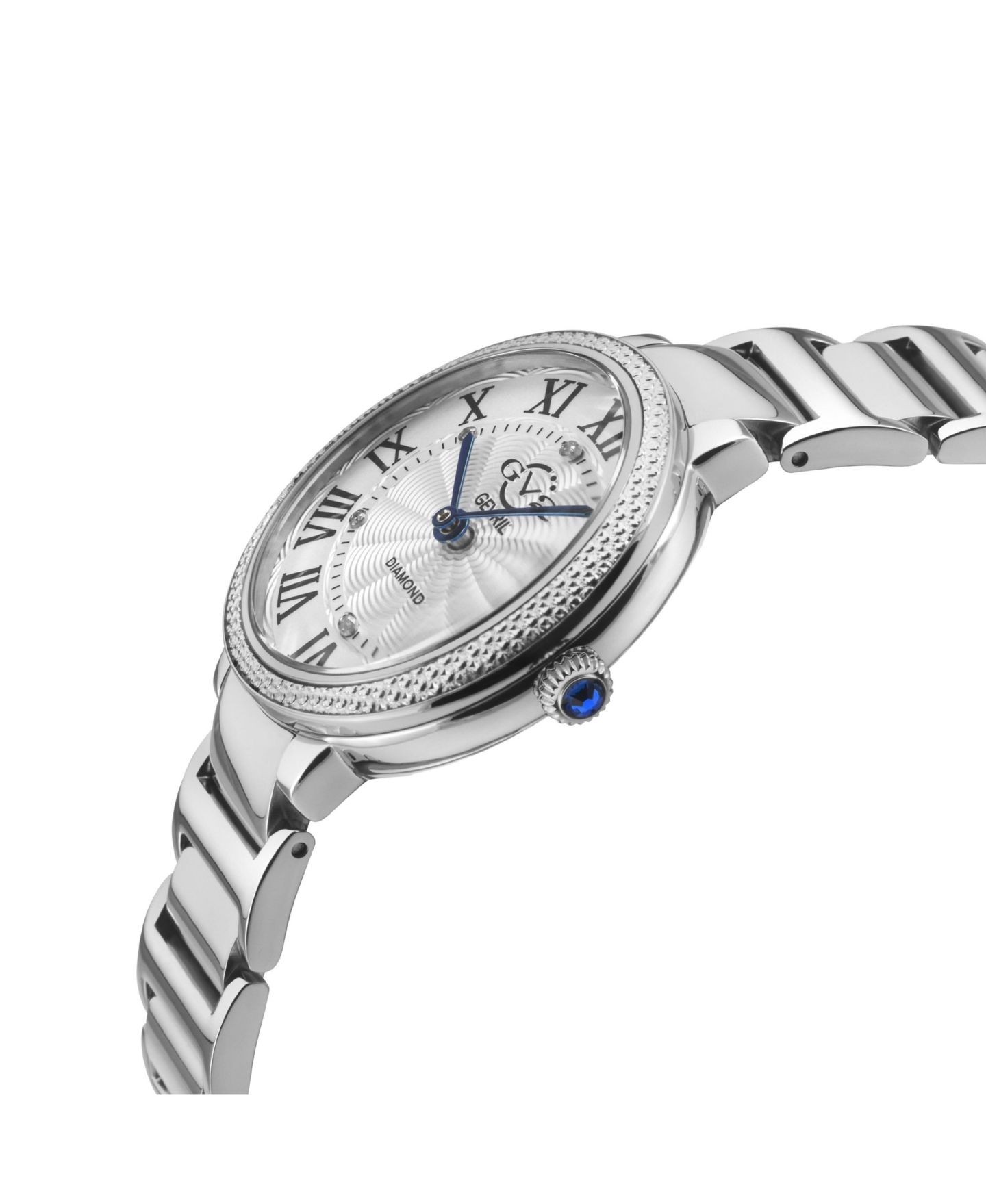 Женские часы GV2 by Gevril Rome Brillante Swiss Quartz Silver Stainless Steel Bracelet Diamond, цвет: Серебряный — фото 3