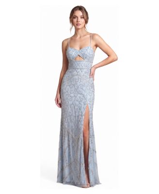 Women's Embellished Gown with Slit And Low Back