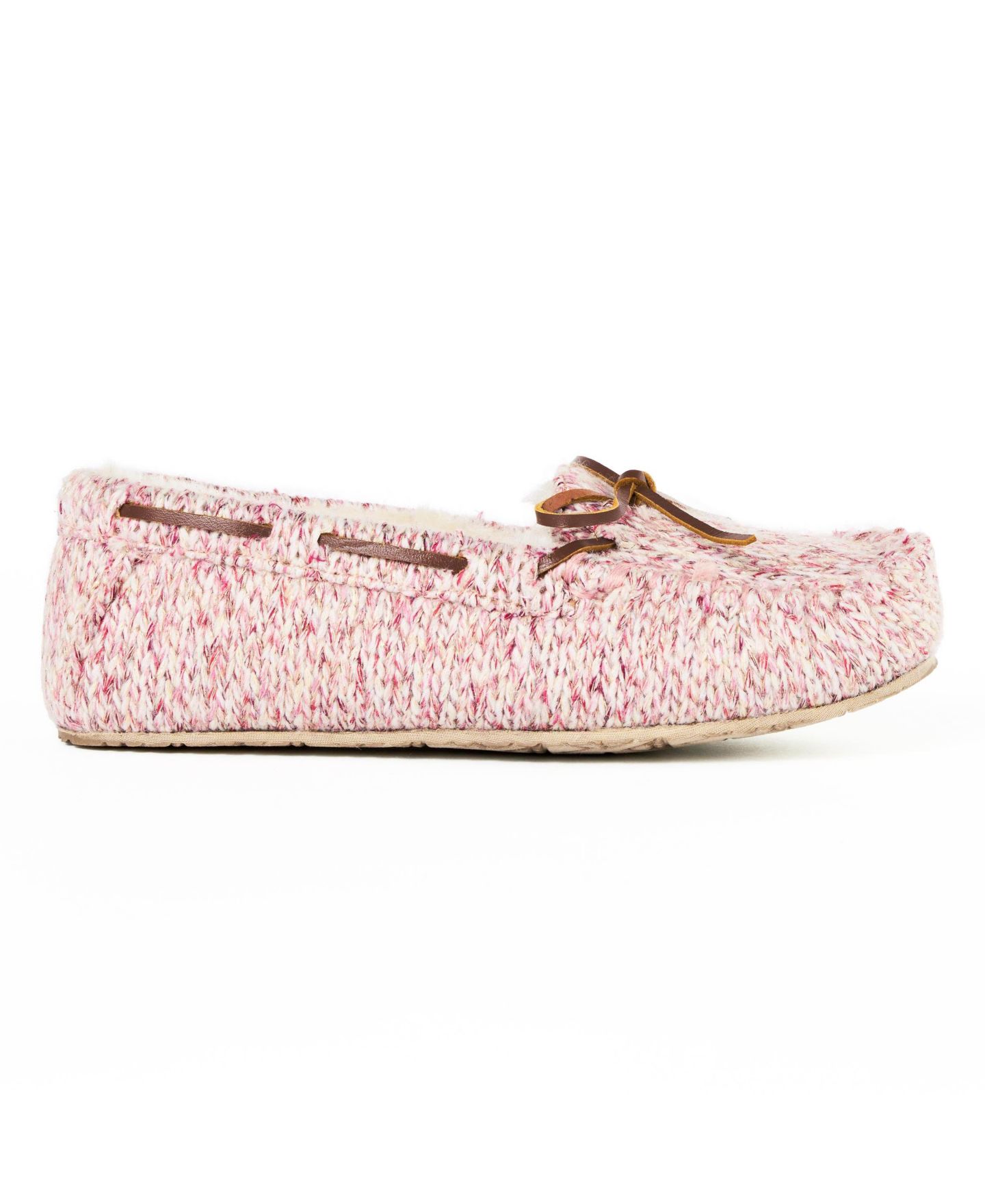 Женские тапочки Minnetonka Comfy Moc Sparkle Knit Slippers, цвет: Розовый — фото 3