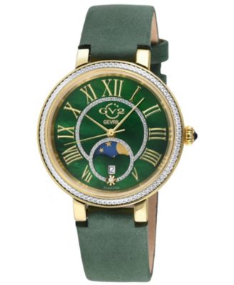 Women's Genoa Swiss Quartz Italian Leather Suede Strap Diamond Watch