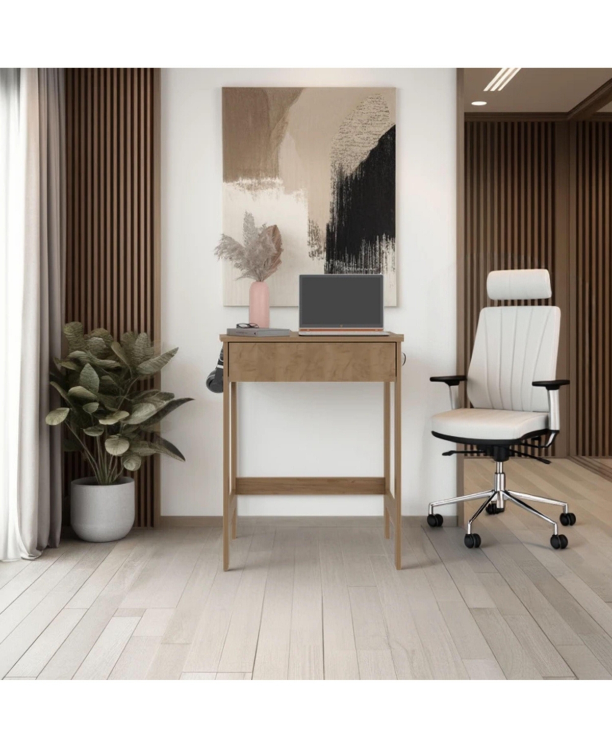 Fm Furniture Eagar Space-Saving Desk,sleek minimalist design with sturdy frame, practical work surface for home or office
