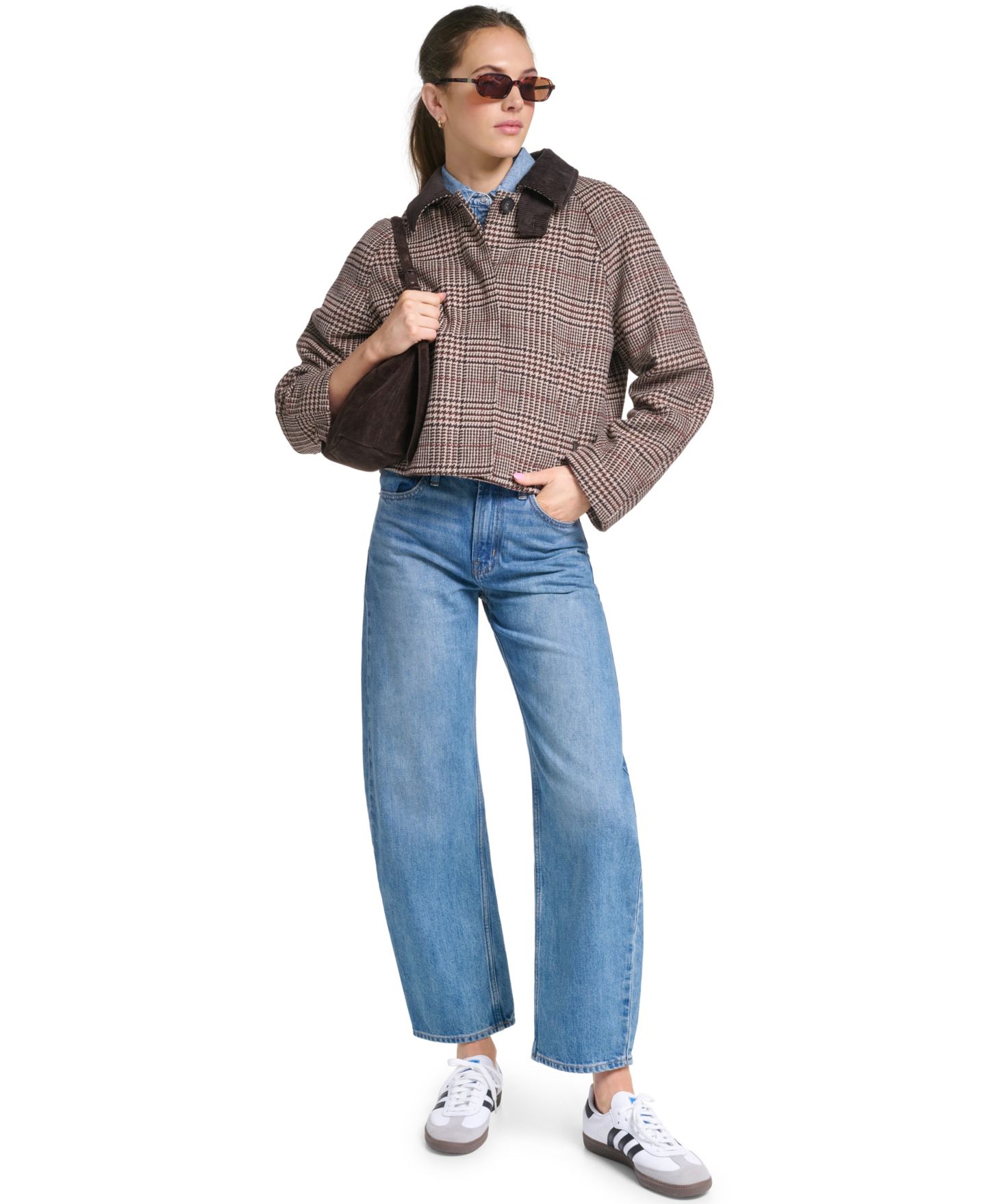 Женская куртка Levi's Mac Wool-Blend Short, цвет: Коричневый комбинированный клетчатый кофейный — фото 8
