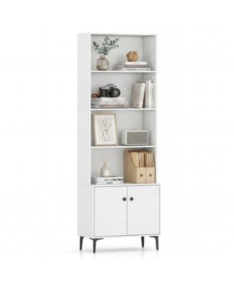 68.5 Inch Bookshelf with 2-Door Cabinet Open Shelving and 2 Anti-Tipping Kits
