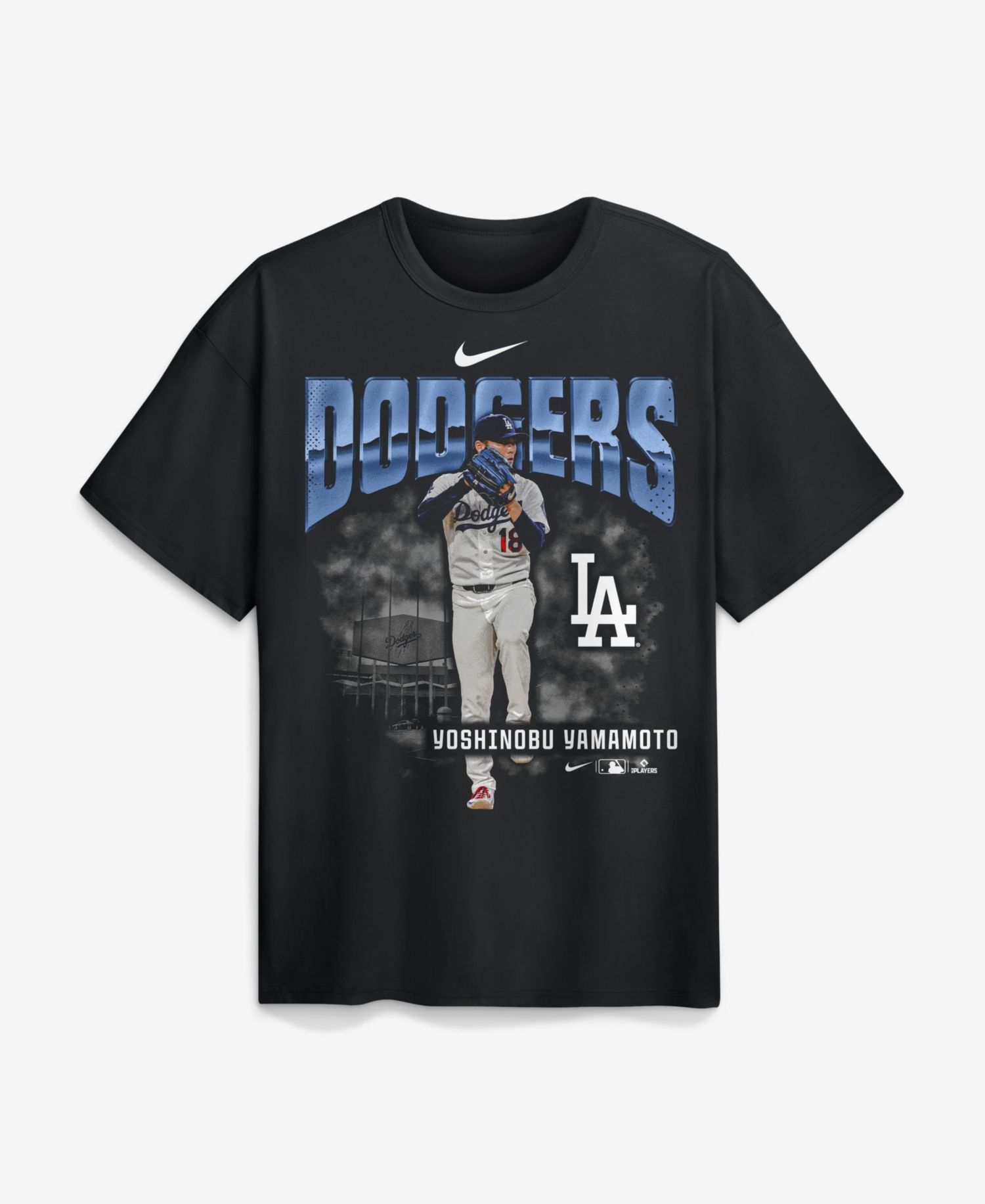 Men's Yoshinobu Yamamoto Black Los Angeles Dodgers Enlarged Player Graphic Max90 Heavyweight T-Shirt