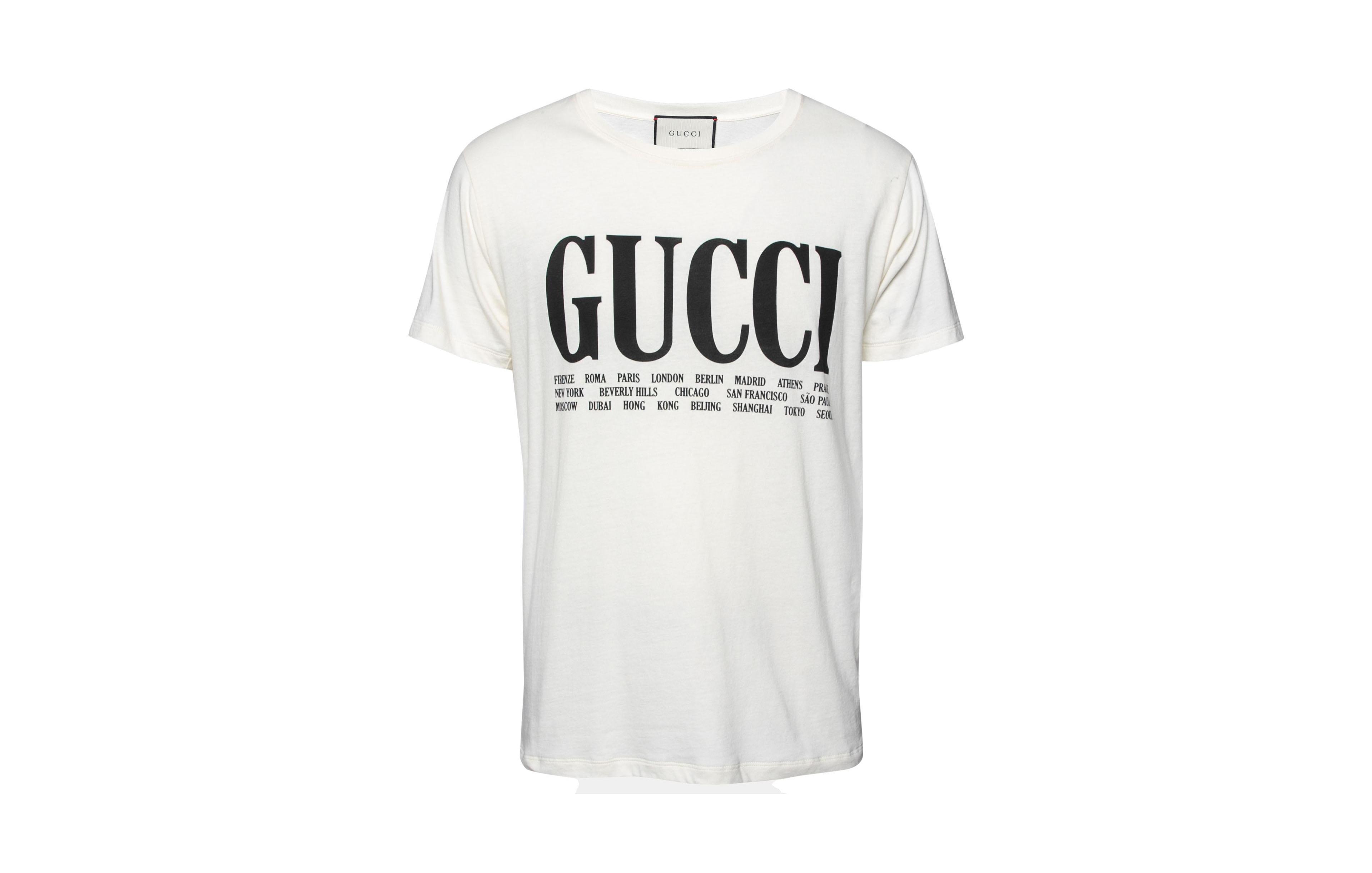 Pre-Owned Gucci Women's Cities Logo Cotton T-Shirt