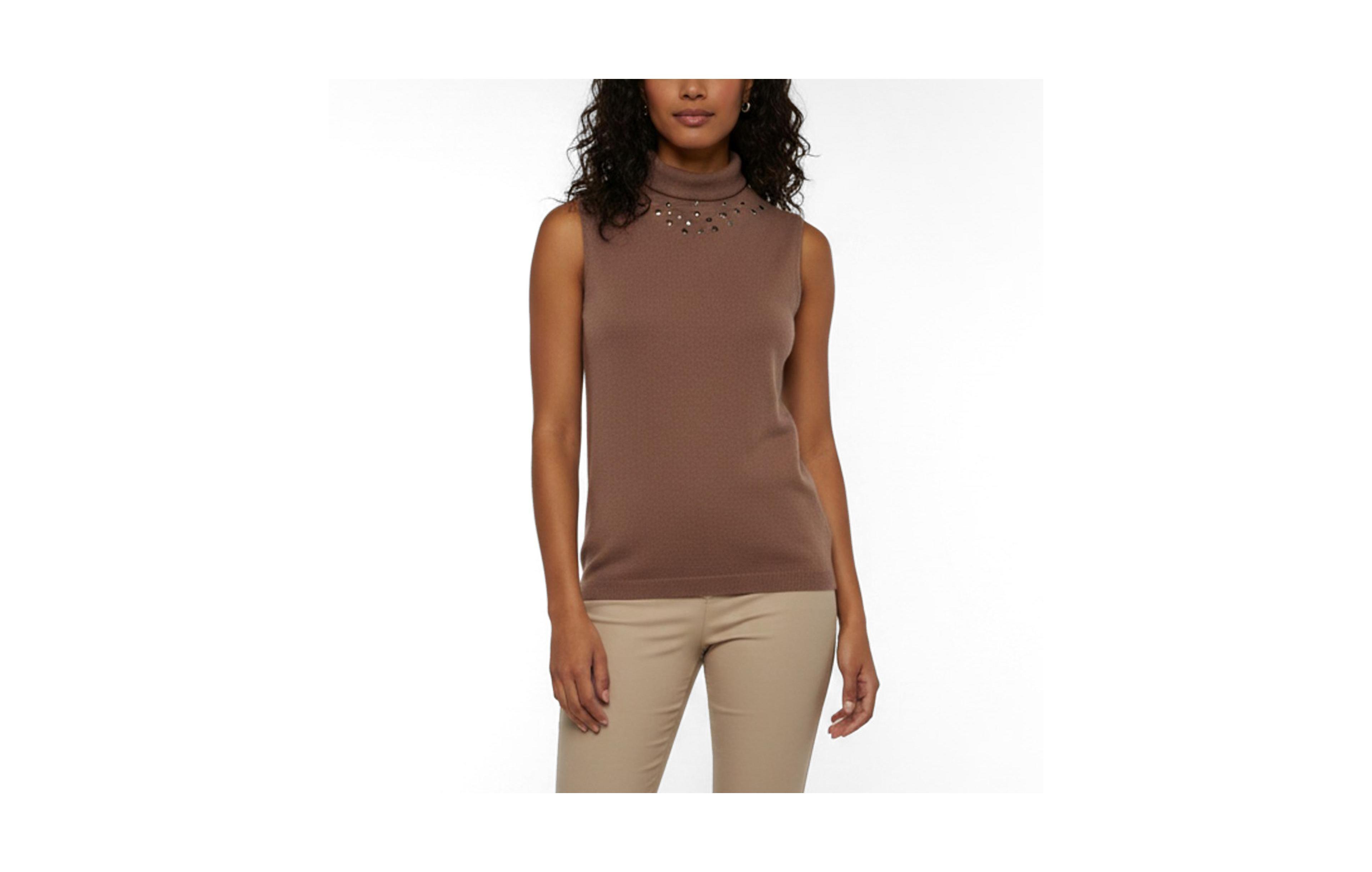 Pre-Owned Dolce & Gabbana Women's Stud-Embellished Sleeveless Turtleneck Top