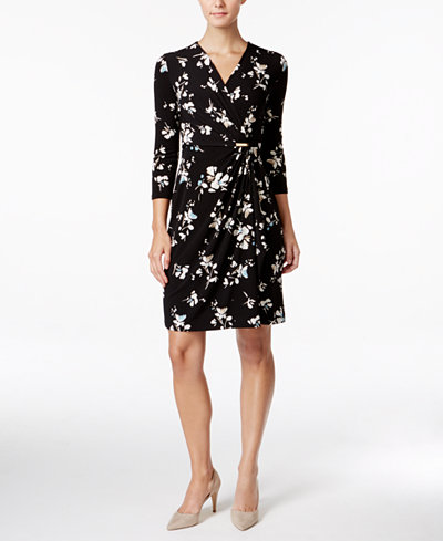 Charter Club Printed Faux-Wrap Dress, Only at Macy's