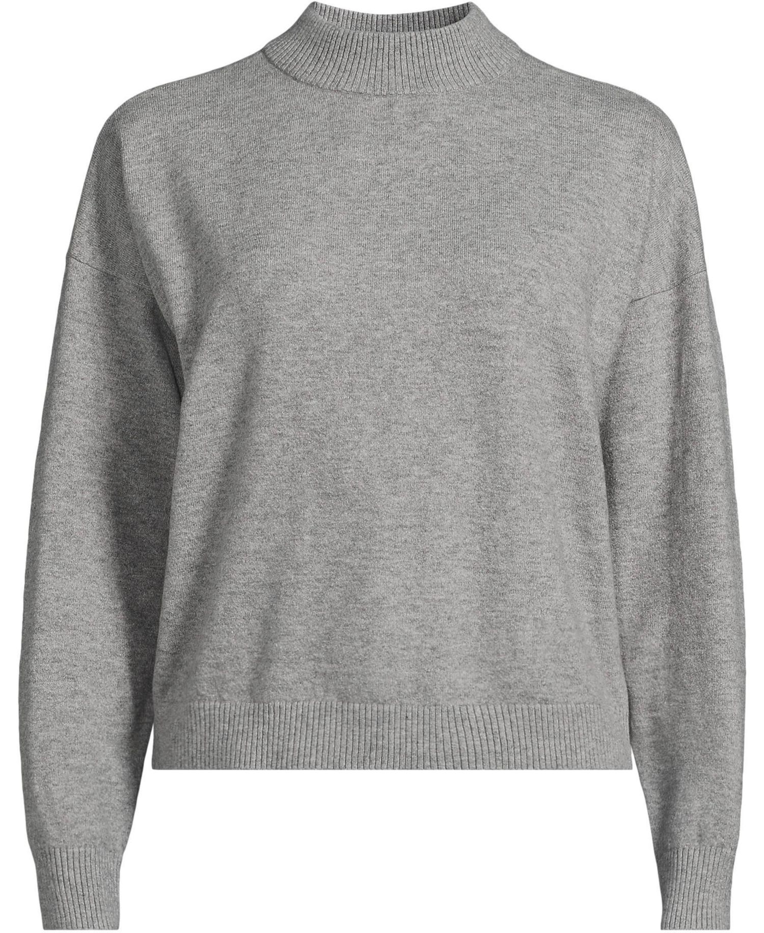 Women's CashTouch Drop-Shoulder Mock Neck Cotton-Blend Sweater