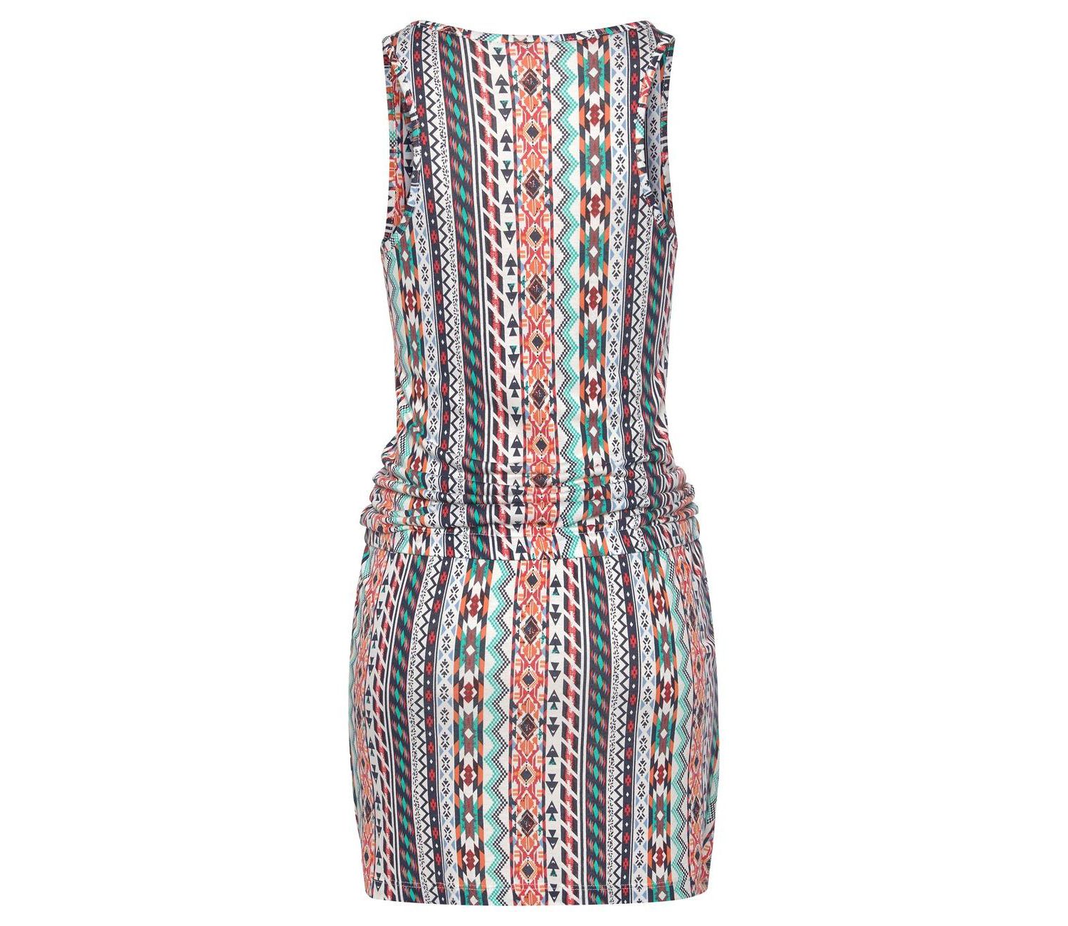 Women's Viscose Printed Drawstring Waist Racerback Short Dress