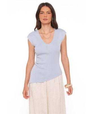 Women's Tori V-Neck Short-Sleeve Asymmetrical-Hem Top