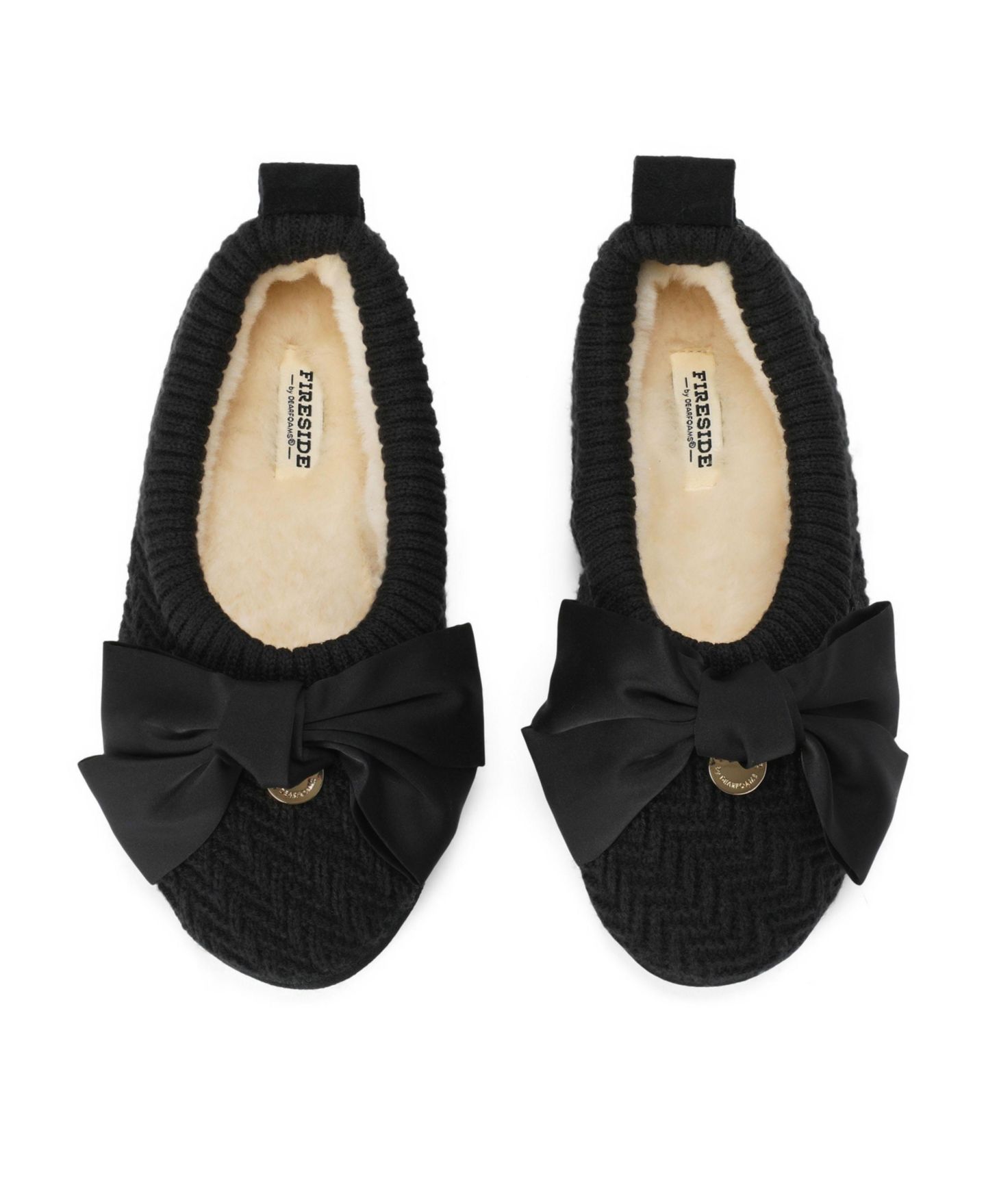 Женские тапочки Dearfoams Fireside by Bestie Ballet Slippers, цвет: Чёрный — фото 6