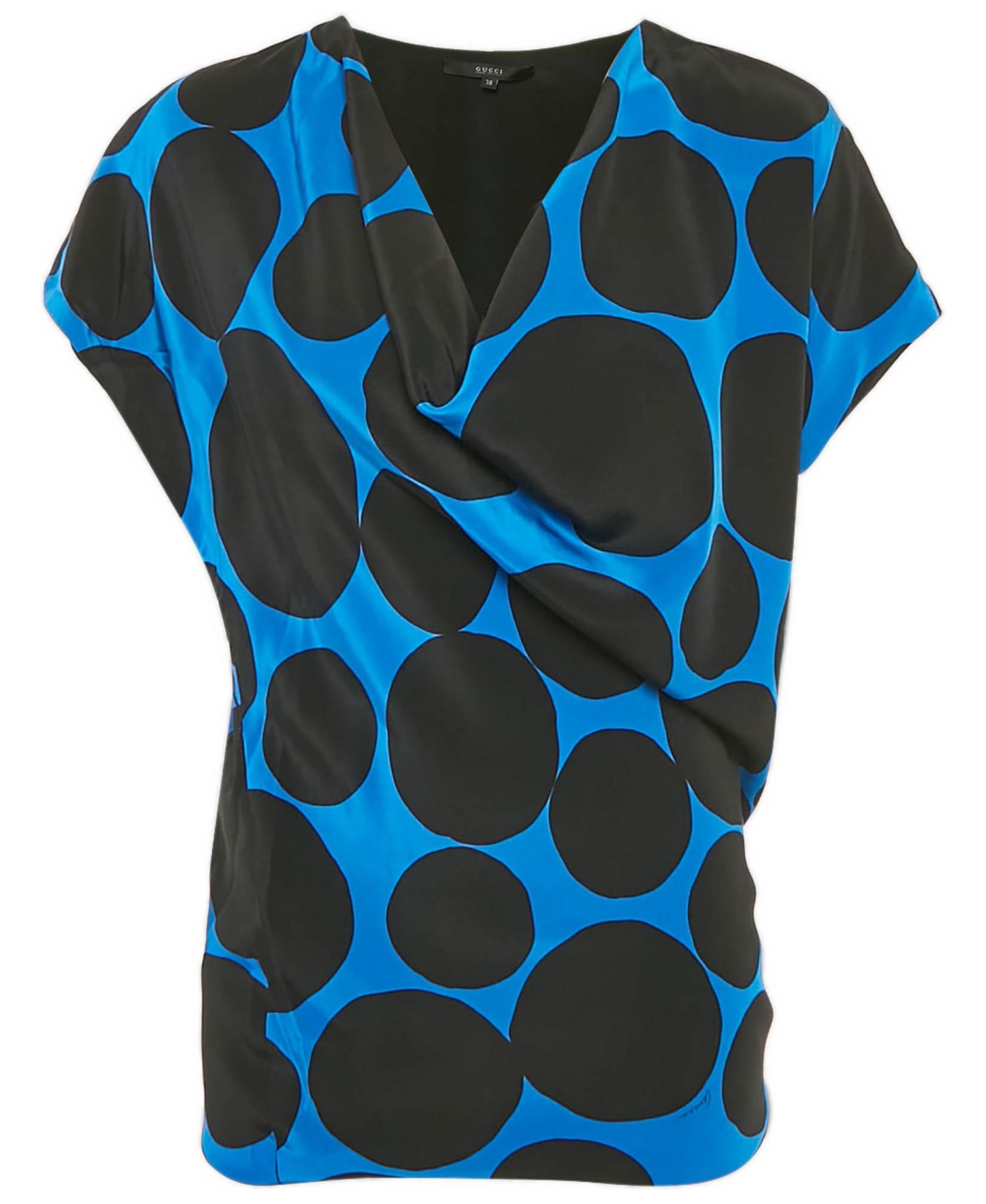 Women's Polka Dots Silk Cowl Neck