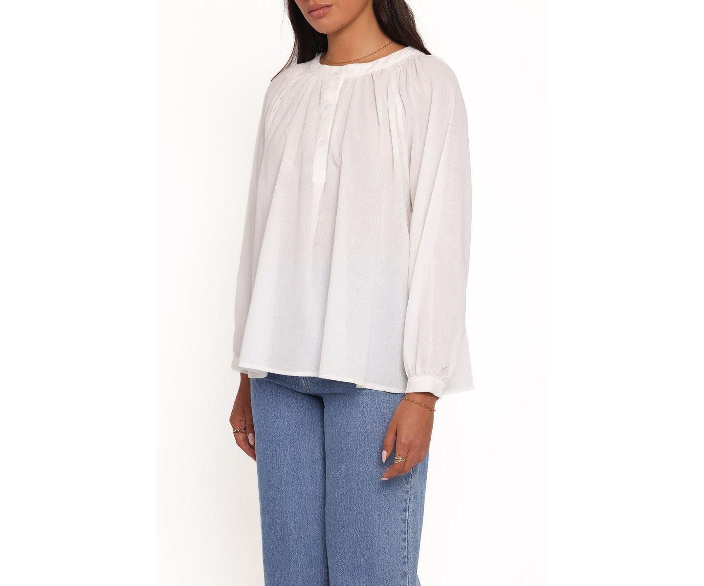 Женская рубашка Petal and Pup Irisa Front Button-Down Long Sleeve Cotton, цвет: Белый — фото 4