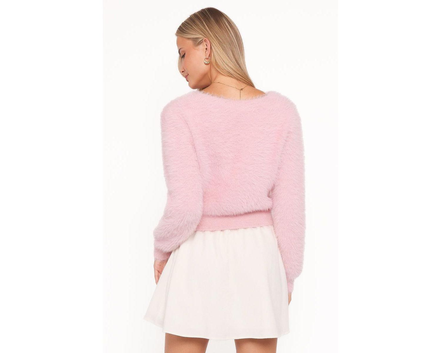 Women's Evelin Cropped Fuzzy-Knit V-Neck Cardigan