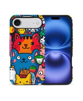 Phone Case Compatible with Apple iPhone, 2-Layer Durable, Happy Cat Friends