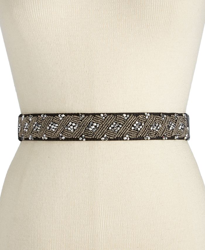 INC International Concepts I.N.C. Clustered Beaded Stretch Belt