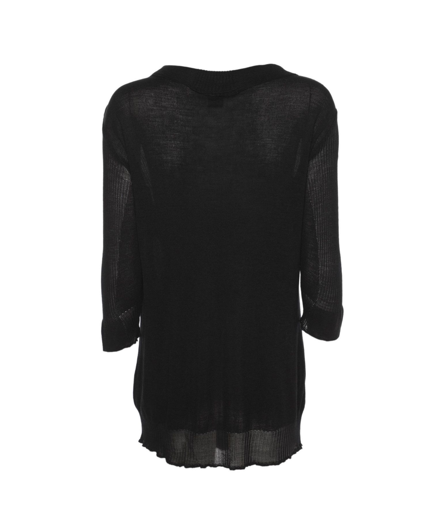Women's Sheer Knit Collared V-Neck Top