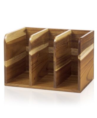 Wooden 3 Compartment Desk Organizer Vertical File Magazine Holder