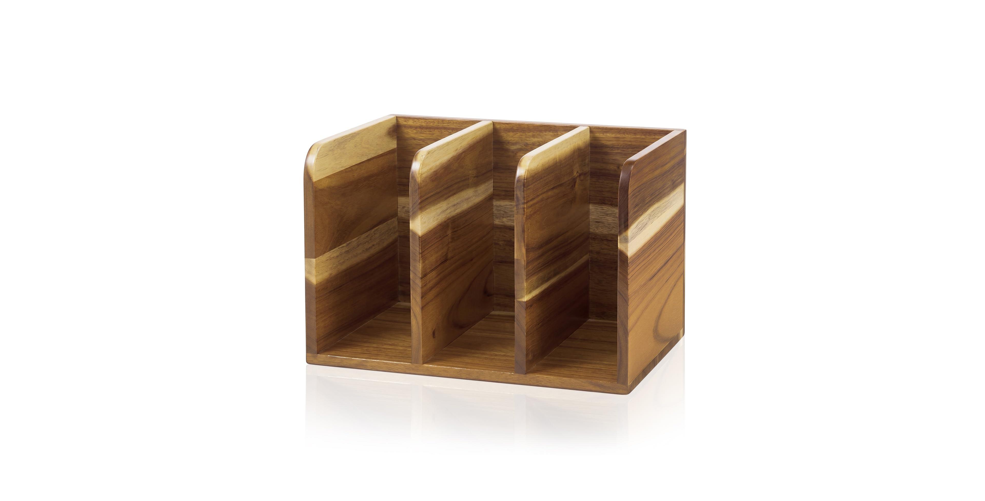 Danrong Wooden 3 Compartment Desk Organizer Vertical File Magazine Holder