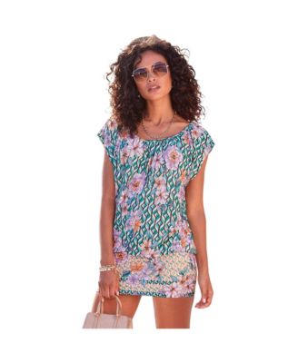 Women's Floral-Print Scoop Neck Dolman-Sleeve Sundress