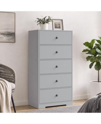 5-Drawer Tall Chest of Drawers, 45.3 Inch Dresser Cabinet with Waterproof Finish & Smooth Drawer Glides, Bedroom Clothes Storage Organizer