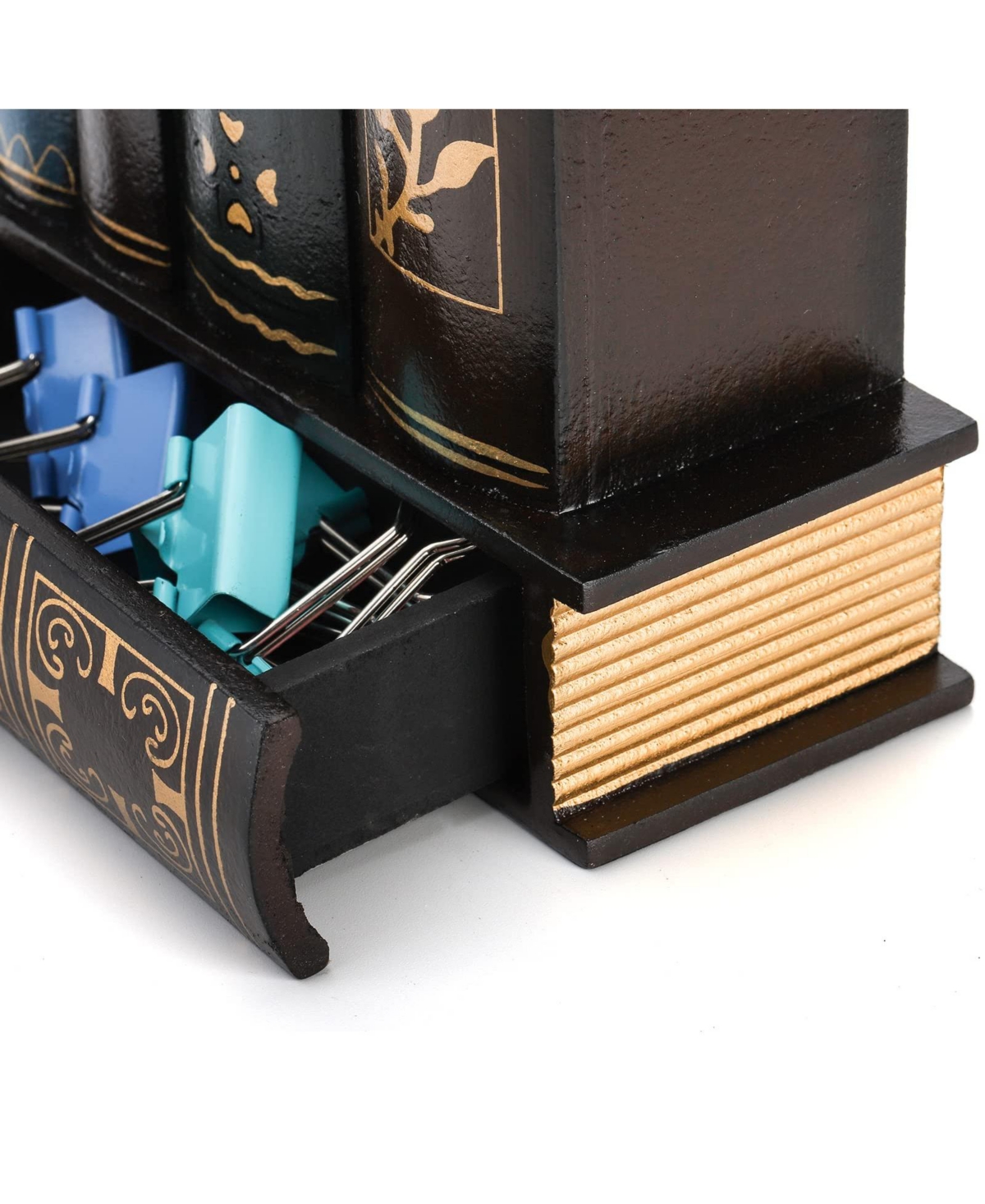 Danrong Wooden Library Book Design Pen Holder With Drawer Desk Organizer