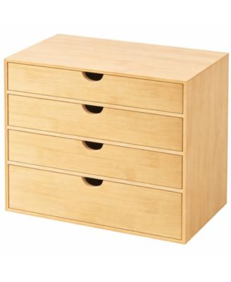 Wooden Desk Organizer With Drawers Fully Assembled For Office Home Storage