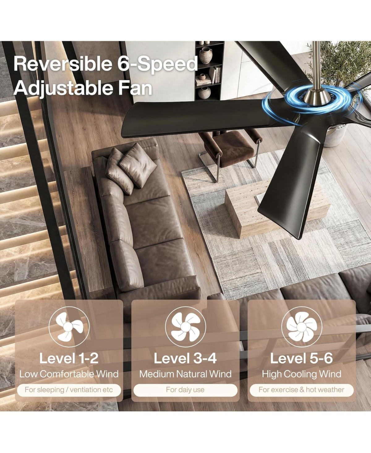 Tribesigns 52" Modern Ceiling Fan with Light Remote Control, Dimmable Led Reversible Fan Light