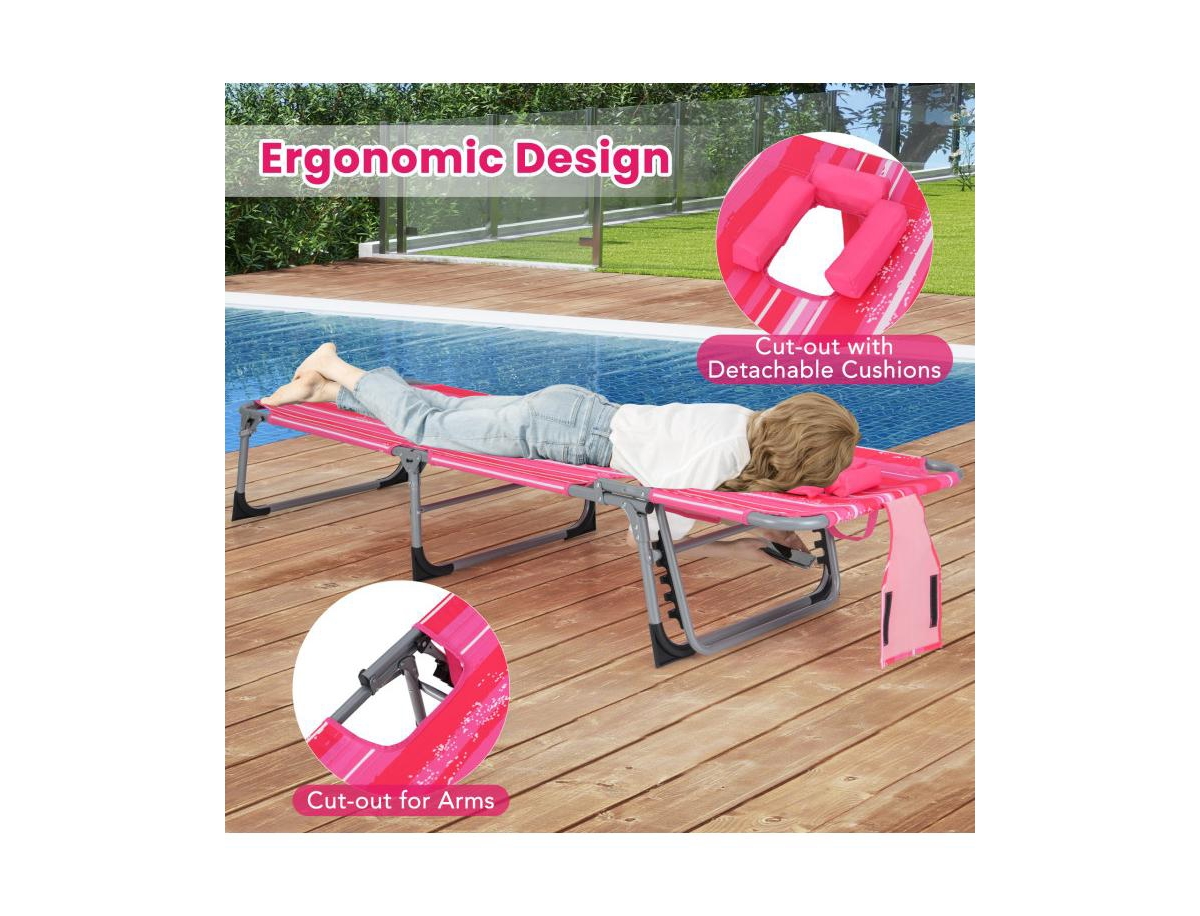 Boyel Living Folding Beach Lounge Chair with Pillow for Outdoor