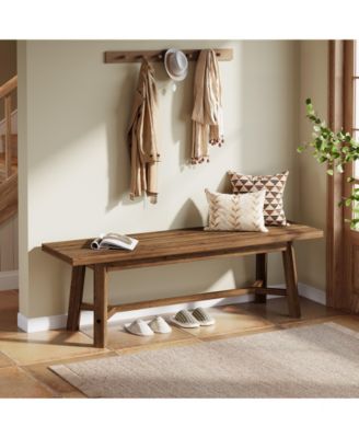 55" Solid Wood Bench, Farmhouse Bench Seat for Entryway