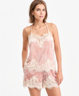 Women's Velvet Lace-Trim Sleeveless V-Neck Camisole
