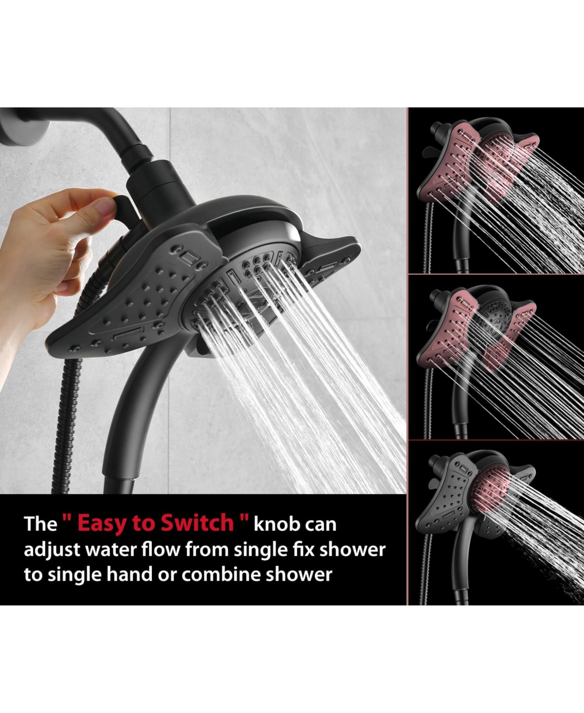 Cyqbd Shower Head Handheld 2 1 Rainfall 9 Modes Hose 2.5 Gpm