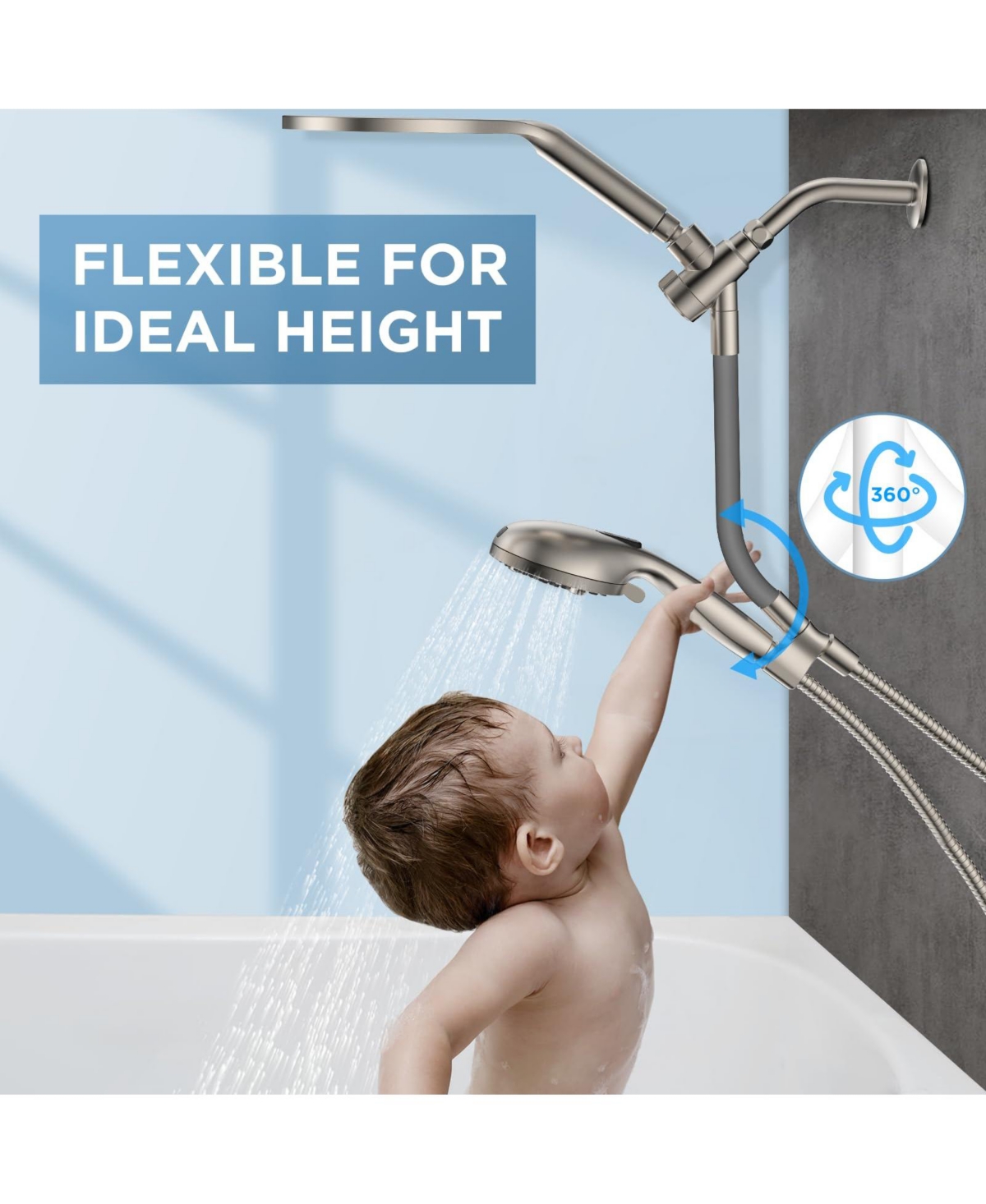 Cyqbd 8" Dual Handheld Shower Head System Rainfall Power Wash 2-in-1