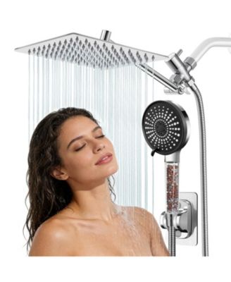 8" Filtered Rain Shower Head Handheld Combo Extension Arm Hose