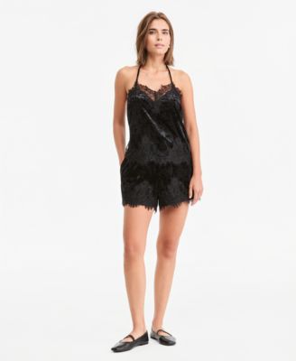 Women's Velvet Lace-Trim Shorts