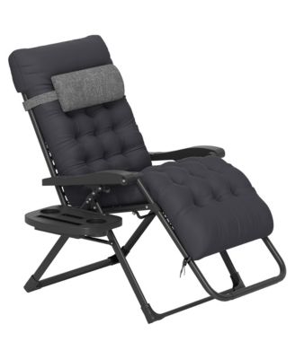 Zero Gravity Recliner Chair with Cup Holder Cushion Foldable Black