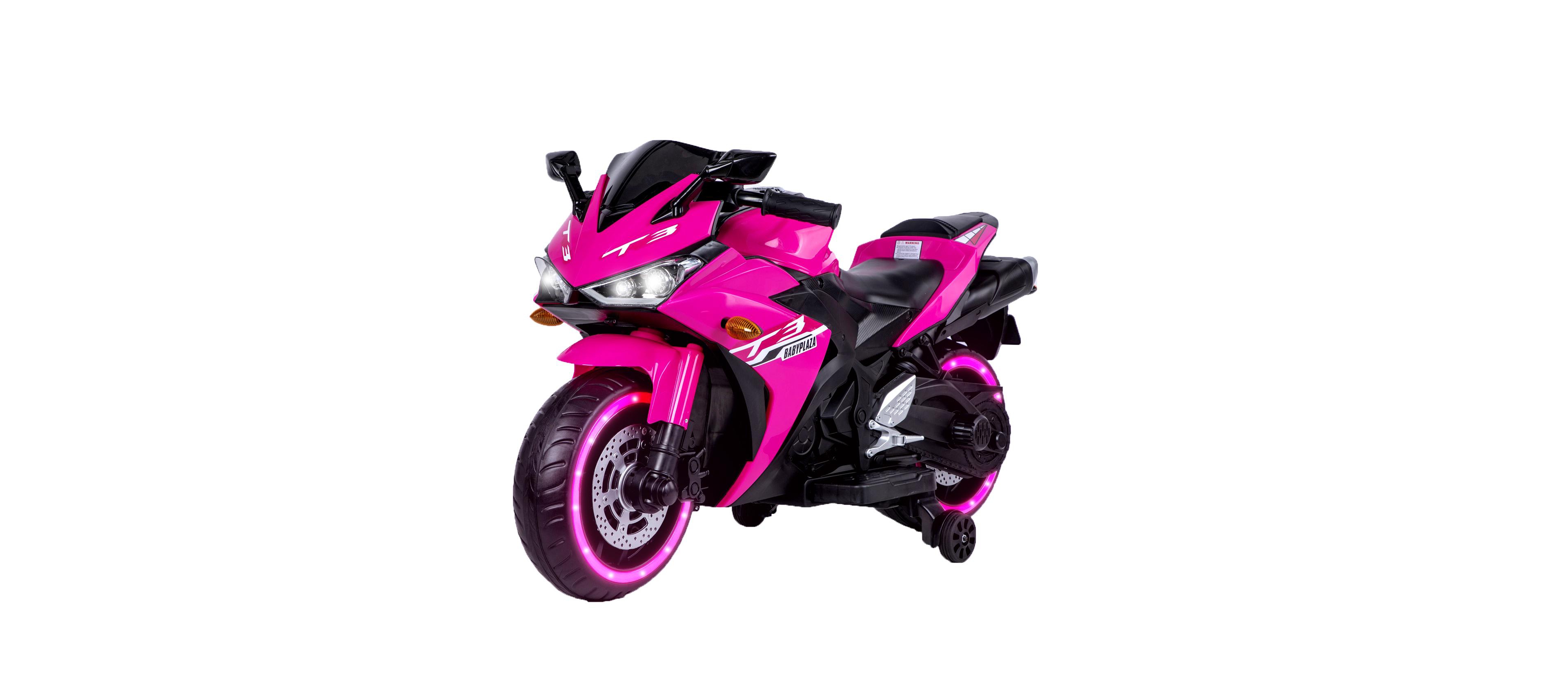 Sevorley 12V Kids Electric Ride-On Motorcycle with Training Wheels and Led Lights, Ages 3-6
