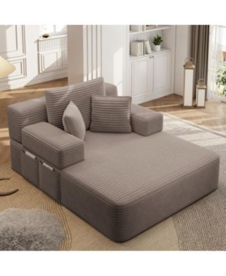 Convertible Corduroy Sleeper Sofa with Removable Washable Cover,Side Storage High-Density Sponge,Side Storage for Apartment Home,Small Spaces