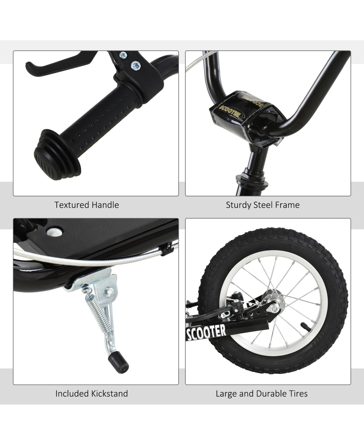 Sevorley Adjustable Handlebar Kick Scooter with All-Terrain Tires and Non-Slip Deck, Ages 3+